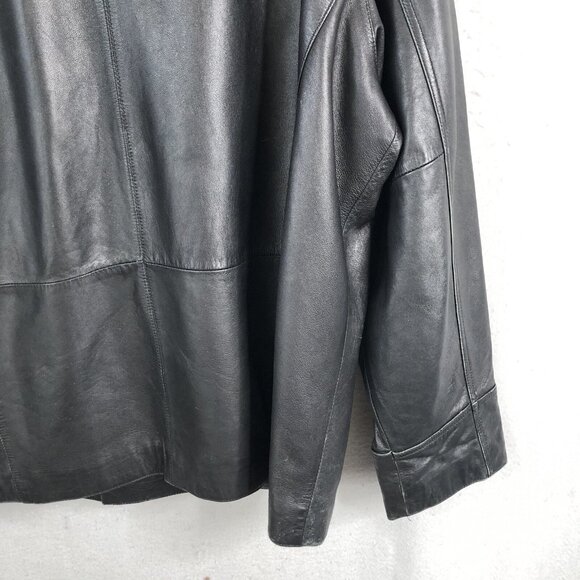 Vintage M Julian Wilsons Leather Blazer Mens XL Black Buttery Jacket Coat Y2K - Picture 10 of 16